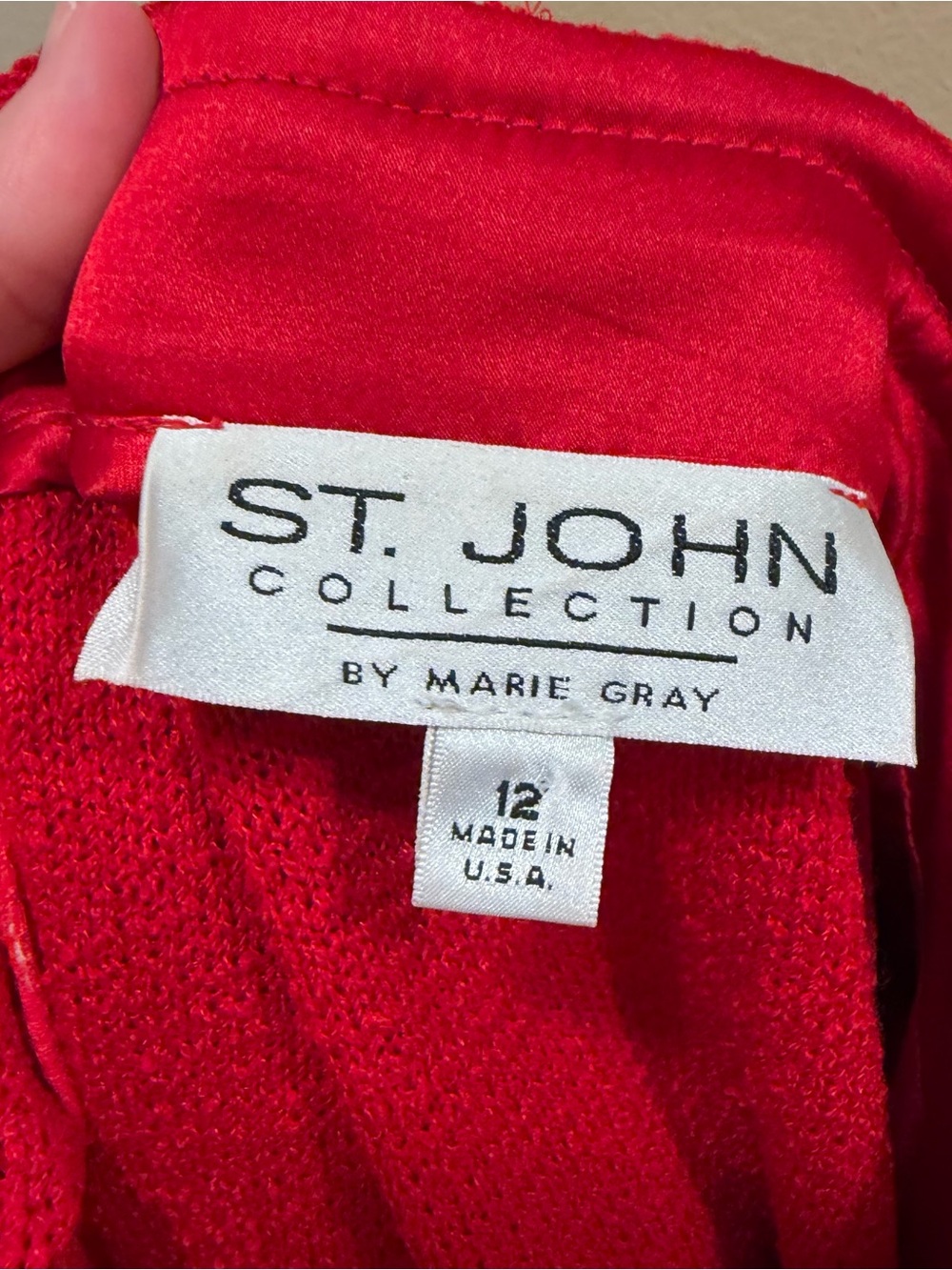 St. John Vintage Red Knit Long Blazer with Contrast Trim 12 - Picture 15 of 16